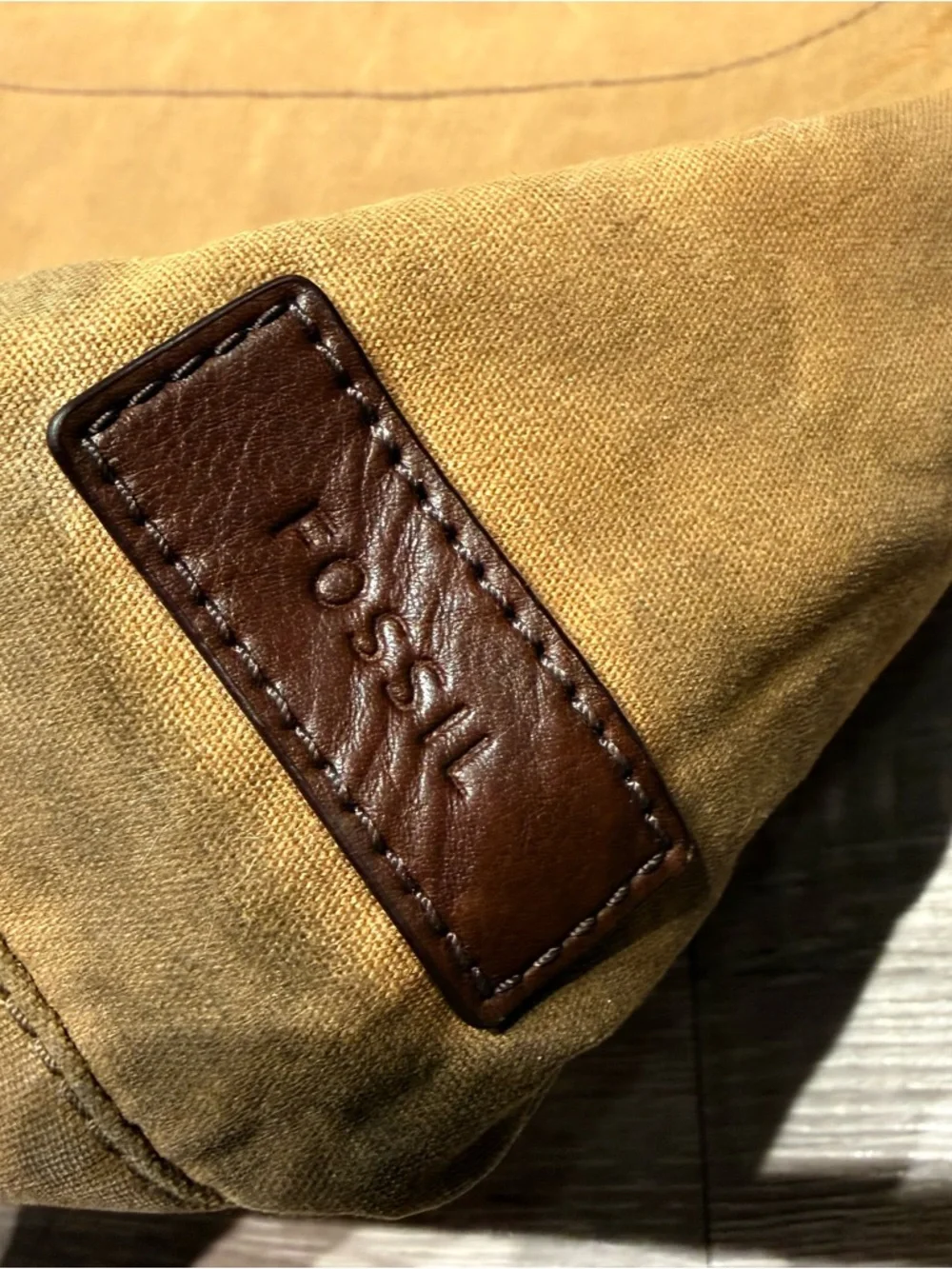 Fossil Buckner Messenger Bag Brown Waxed Canvas Leather Laptop Crossbody